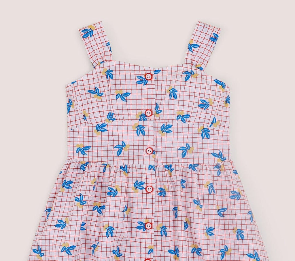 جينجرسنابس فستان مربعات مشجر حمالات أزرار أمامية بناتي متعدد الألوان
