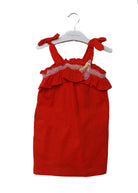 جينجرسنابس فستان بناتي مطرز مربعات احمر كريزي