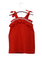 جينجرسنابس فستان بناتي مطرز مربعات احمر كريزي