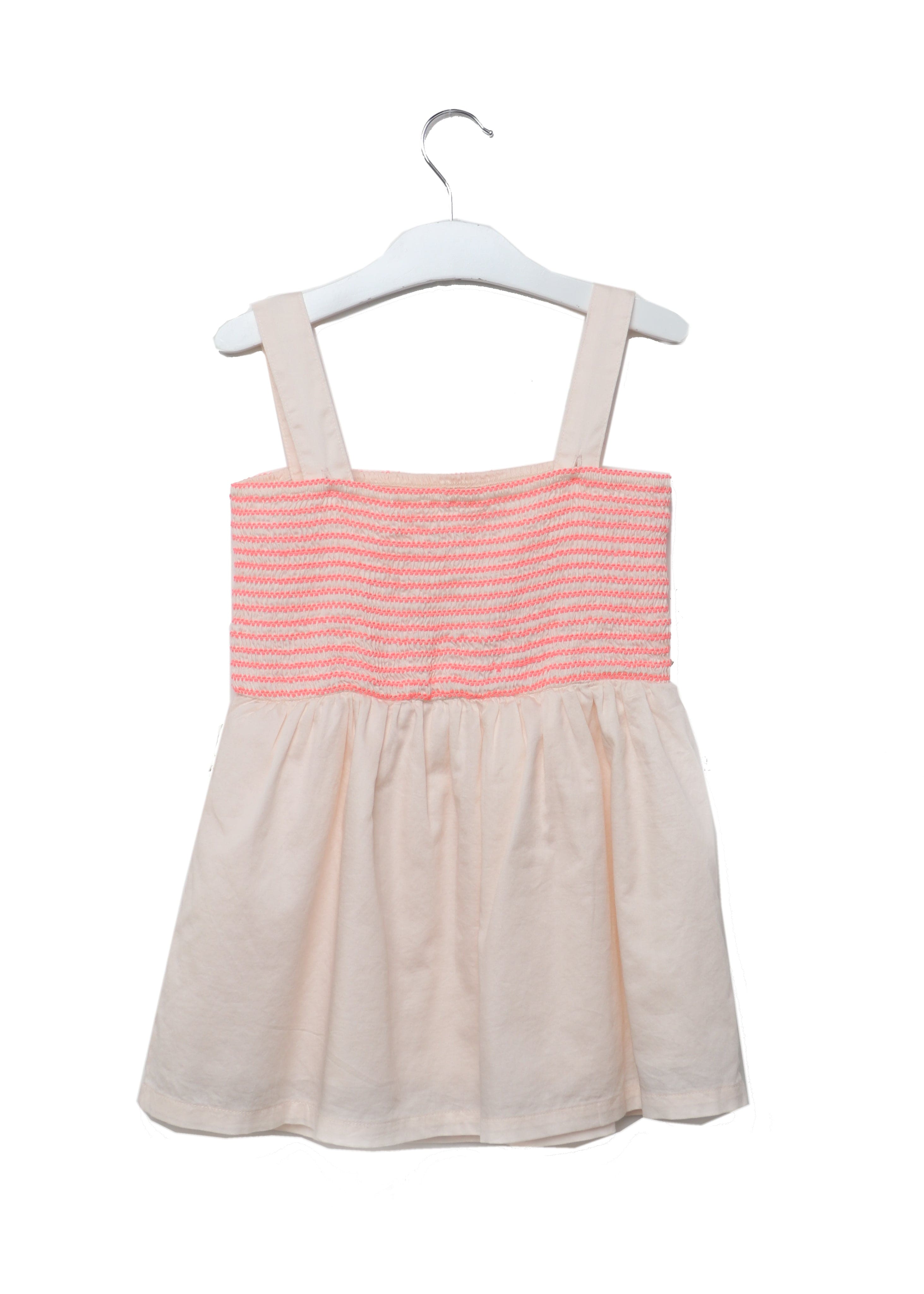 جينجرسنابس فستان مخطط بالعرض حمالات منفوش بناتي كريم وردي