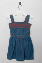 جينجرسنابس فستان جينز مخصر مطرز من أعلى حمالات بناتي أزرق/سط