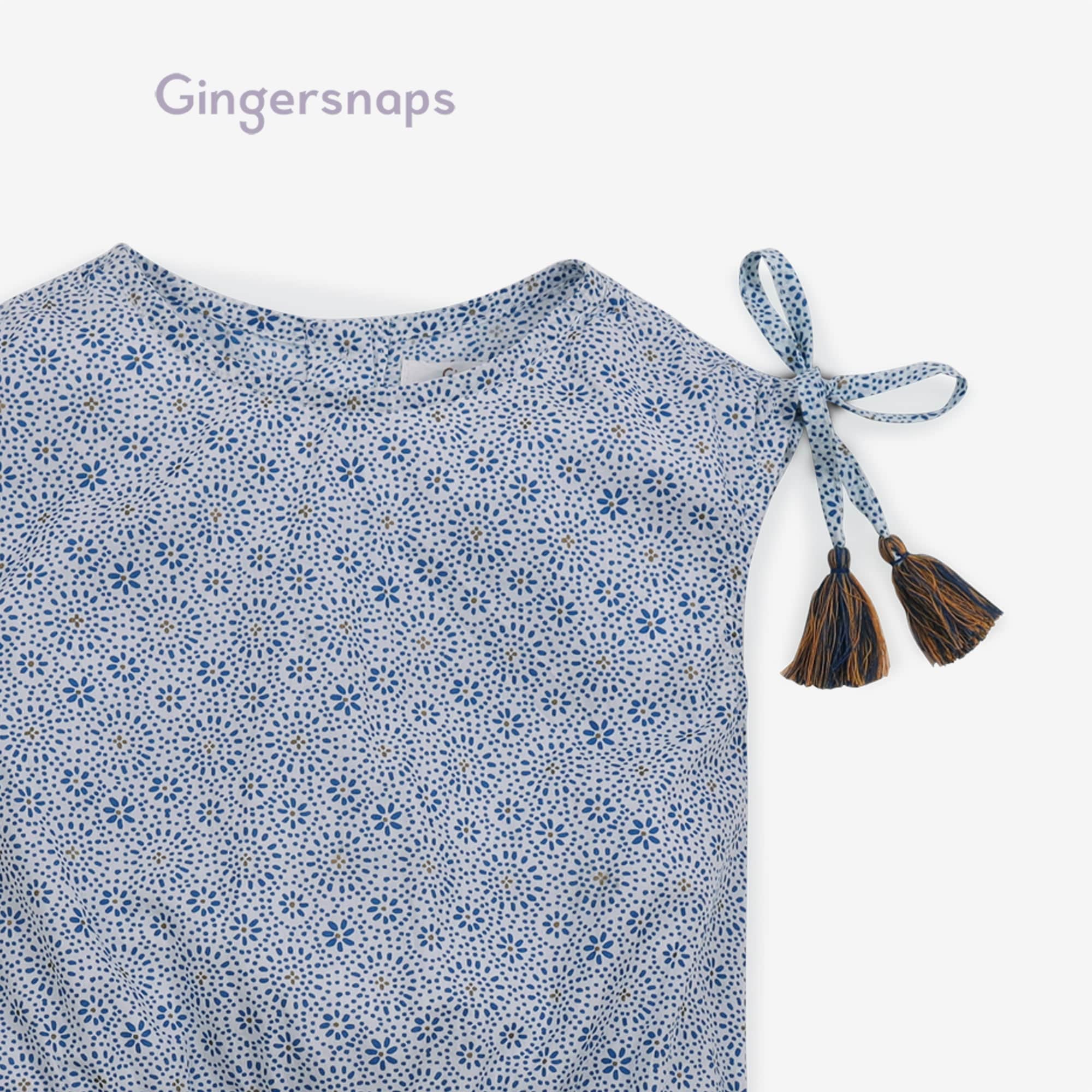 جينجرسنابس فستان بناتي منقوش مخصر مطاطي أزرق