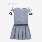 جينجرسنابس فستان بناتي منقوش مخصر مطاطي أزرق