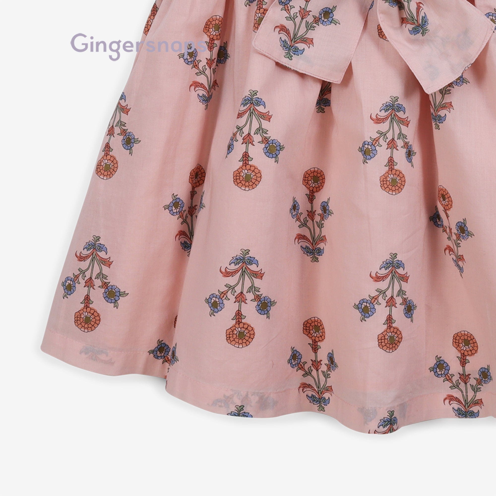 جينجرسنابس فستان بناتي منقوش كت بفيونكات وردي