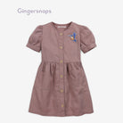 جينجرسنابس فستان سادة بأزرار أمامية وجيوب كم قصير بناتي وردي