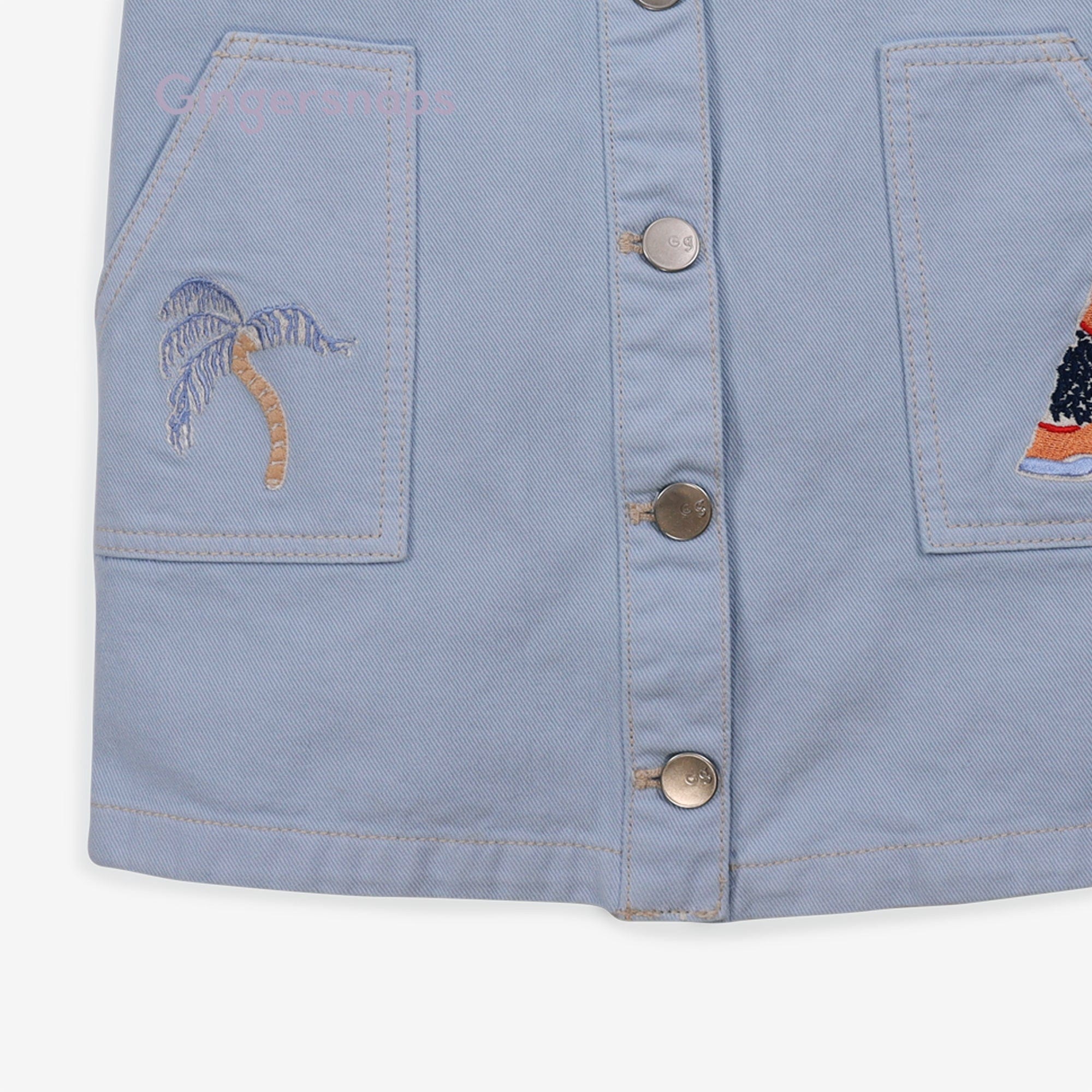 جينجرسنابس فستان جينز قصير بناتي أزرق سماوي