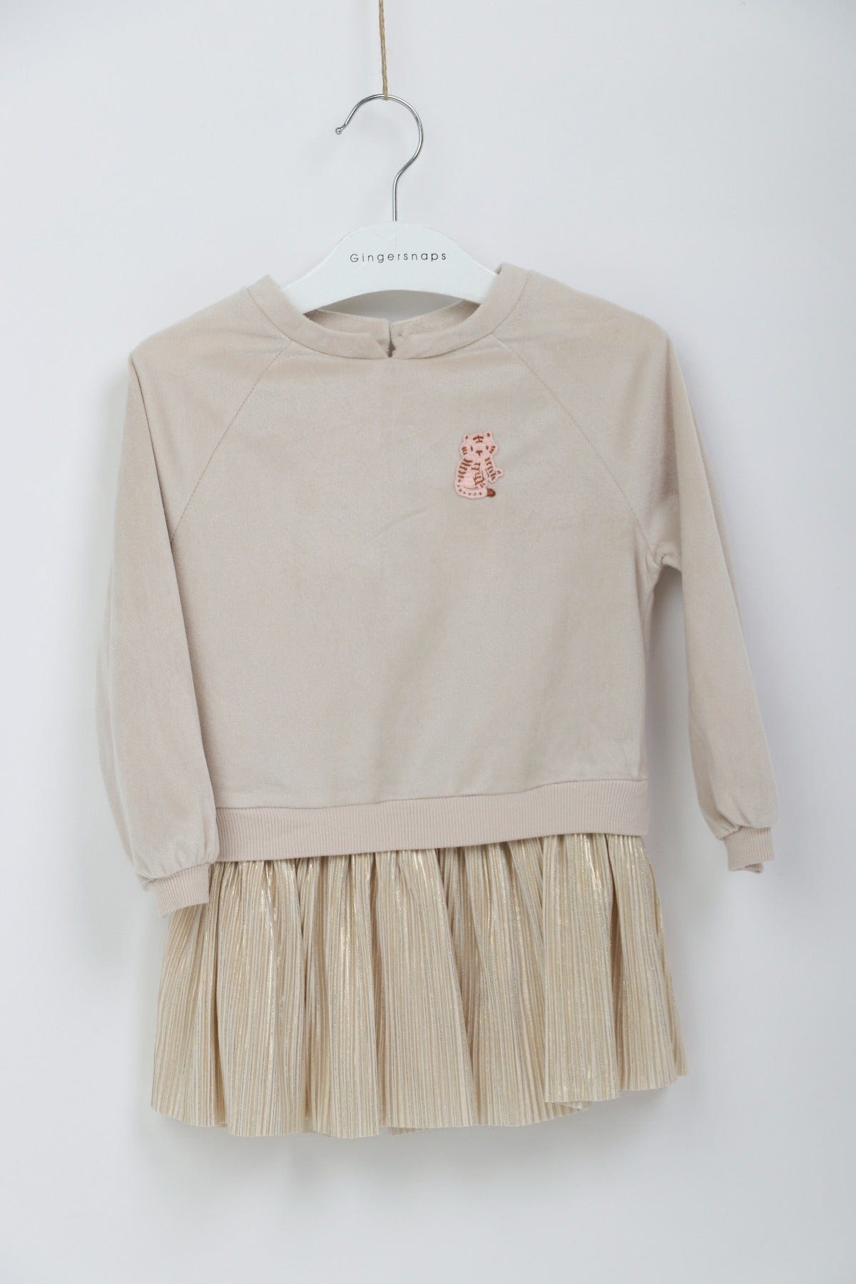 جينجرسنابس فستان شتوي مكشكش من أسفل لامع كم طويل بناتي بيج