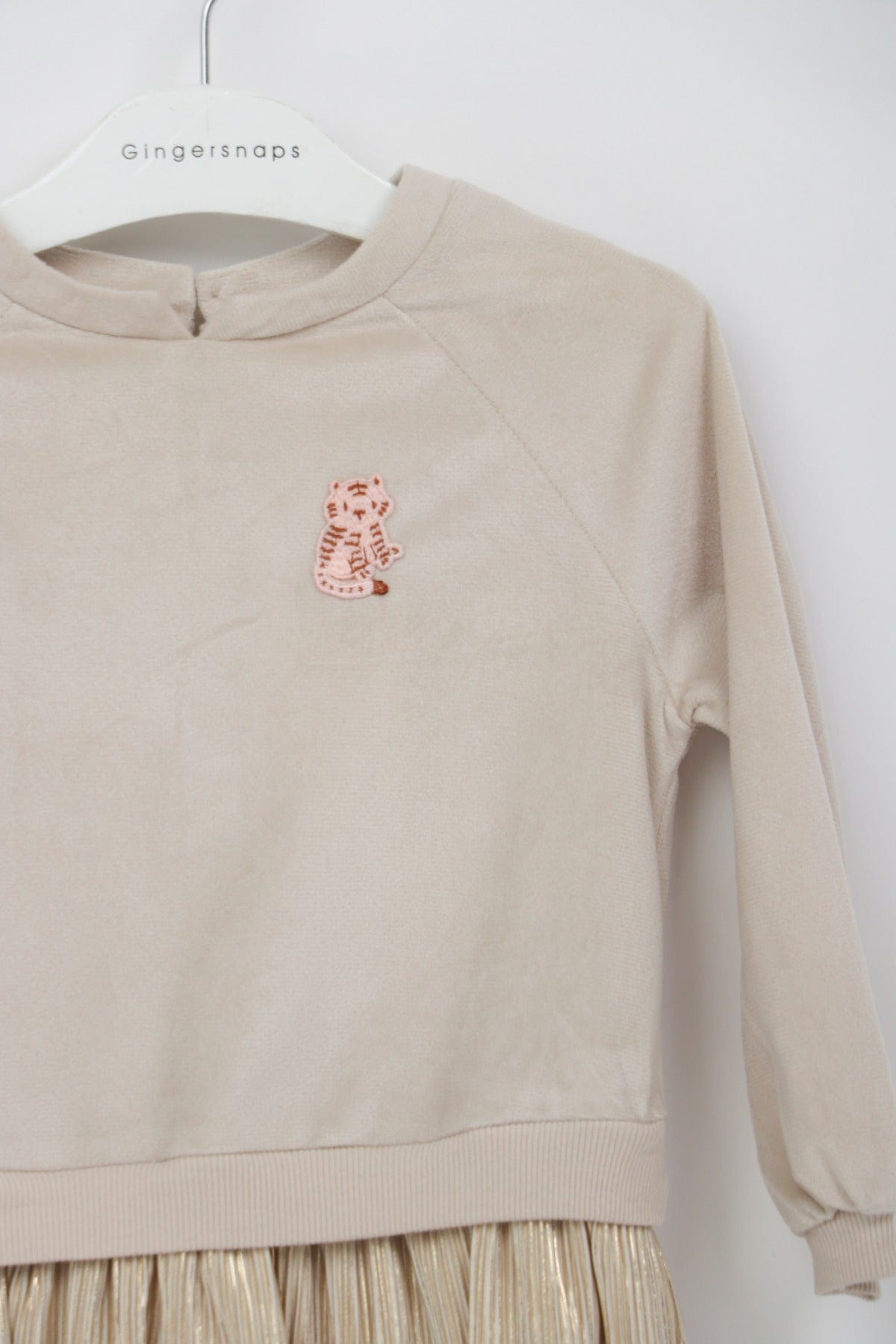 جينجرسنابس فستان شتوي مكشكش من أسفل لامع كم طويل بناتي بيج