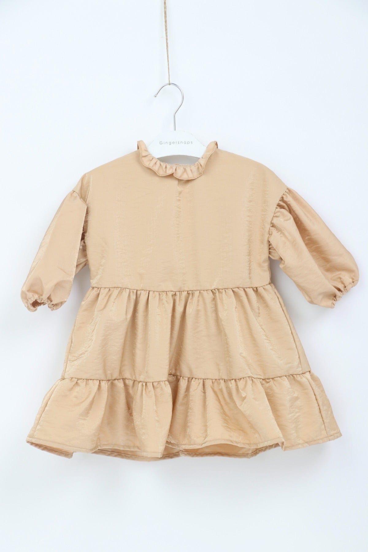 جينجرسنابس فستان سادة طبقات من تحت نص كم بف بناتي أزرق داكن