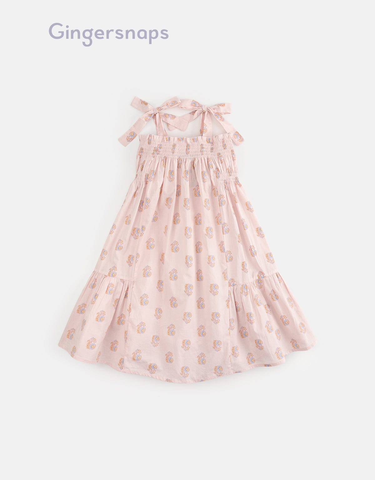 جينجرسنابس فستان صيفي منقوش حمالات بفيونكة منفوش من أسفل بناتي متعدد الألوان