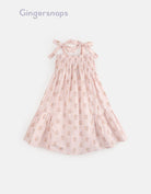 جينجرسنابس فستان صيفي منقوش حمالات بفيونكة منفوش من أسفل بناتي متعدد الألوان