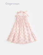 جينجرسنابس فستان صيفي منقوش حمالات بفيونكة منفوش من أسفل بناتي متعدد الألوان