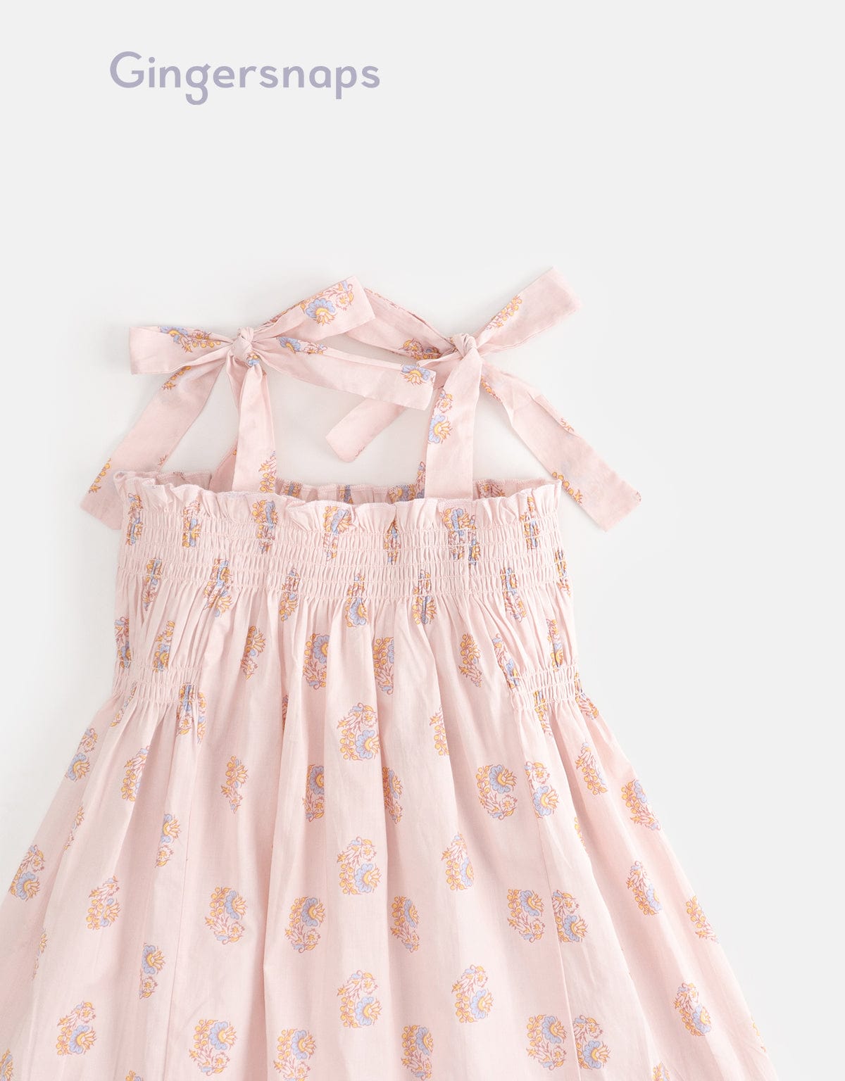 جينجرسنابس فستان صيفي منقوش حمالات بفيونكة منفوش من أسفل بناتي متعدد الألوان