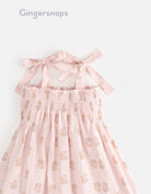 جينجرسنابس فستان صيفي منقوش حمالات بفيونكة منفوش من أسفل بناتي متعدد الألوان