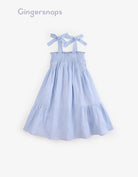 جينجرسنابس فستان حمالات بفيونكة واسع بناتي أزرق فاتح