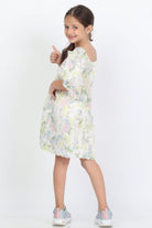 جينجرسنابس فستان بناتي منقوش بنقشة ورود متعدد الألوان