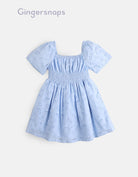 جينجرسنابس فستان بناتي أطفال مخصر منفوش كم قصير أزرق