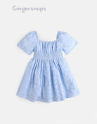 جينجرسنابس فستان بناتي أطفال مخصر منفوش كم قصير أزرق