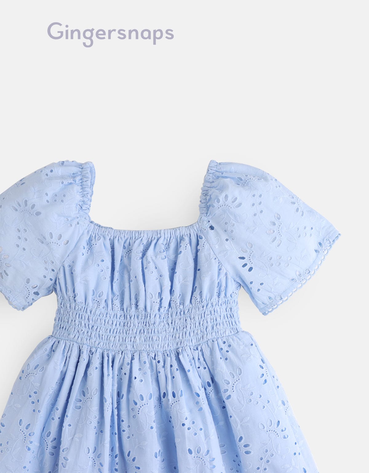 جينجرسنابس فستان بناتي أطفال مخصر منفوش كم قصير أزرق