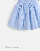 جينجرسنابس فستان بناتي أطفال مخصر منفوش كم قصير أزرق