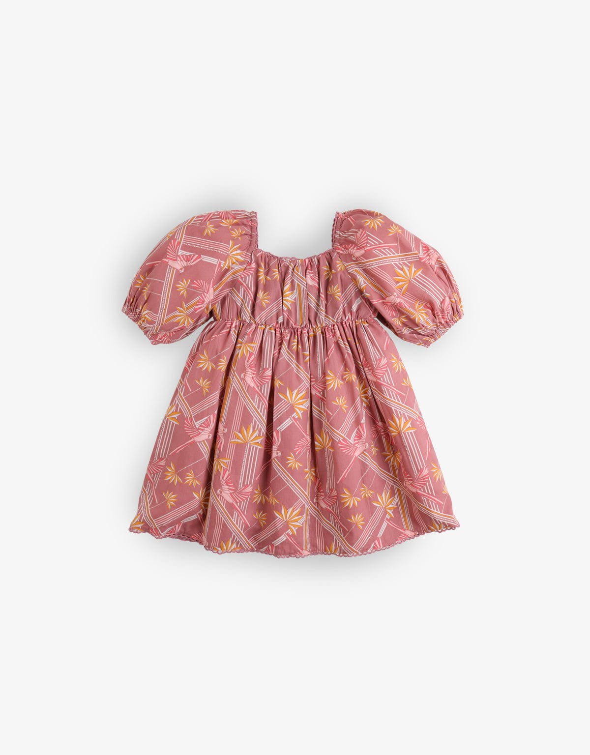 جينجرسنابس فستان بناتي منقوش نص كم بف بني