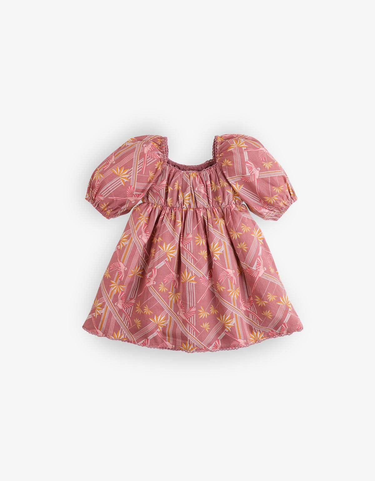 جينجرسنابس فستان بناتي منقوش نص كم بف بني