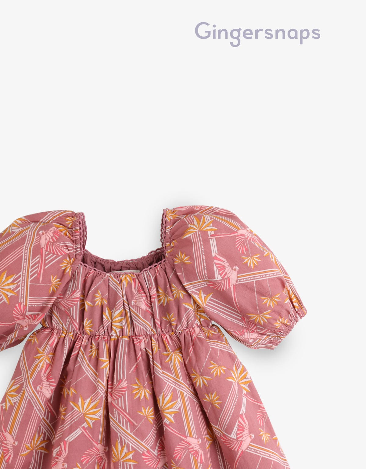 جينجرسنابس فستان بناتي منقوش نص كم بف بني