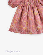 جينجرسنابس فستان بناتي منقوش نص كم بف بني