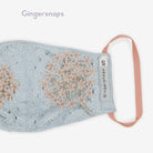 جينجرسنابس كمامة بناتي مطرزة بالخيط اللامع بأستيك مطاطي أزرق