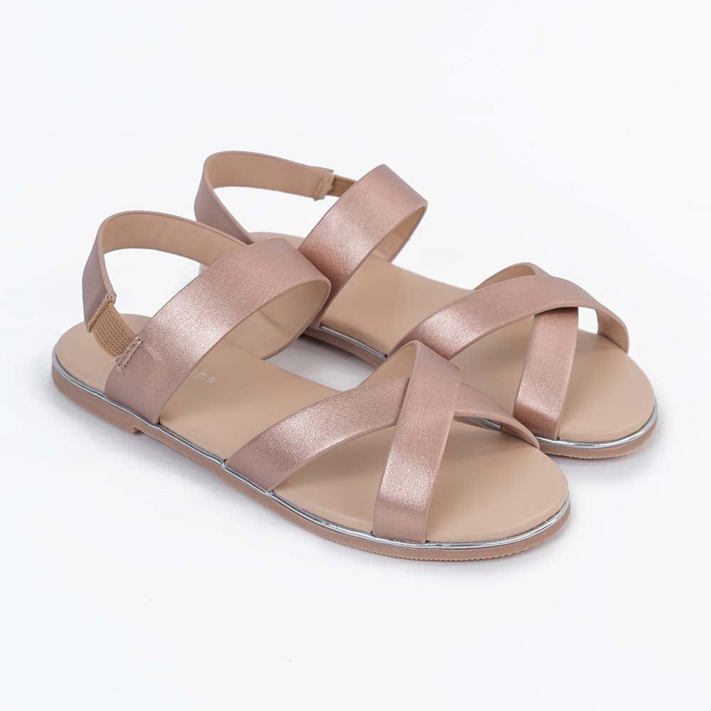 جينجرسنابس صندل سادة لامع مكشوف بناتي وردي