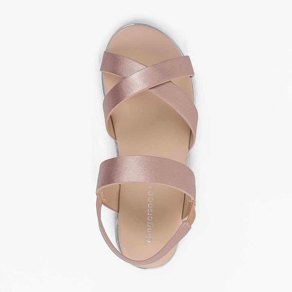 جينجرسنابس صندل سادة لامع مكشوف بناتي وردي