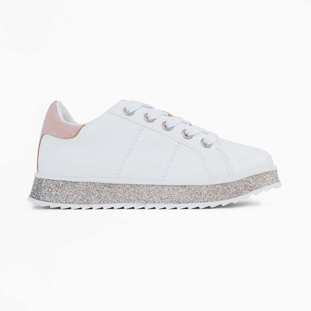 جينجرسنابس كوتشي سادة برباط بطبقة لامعة أبيض