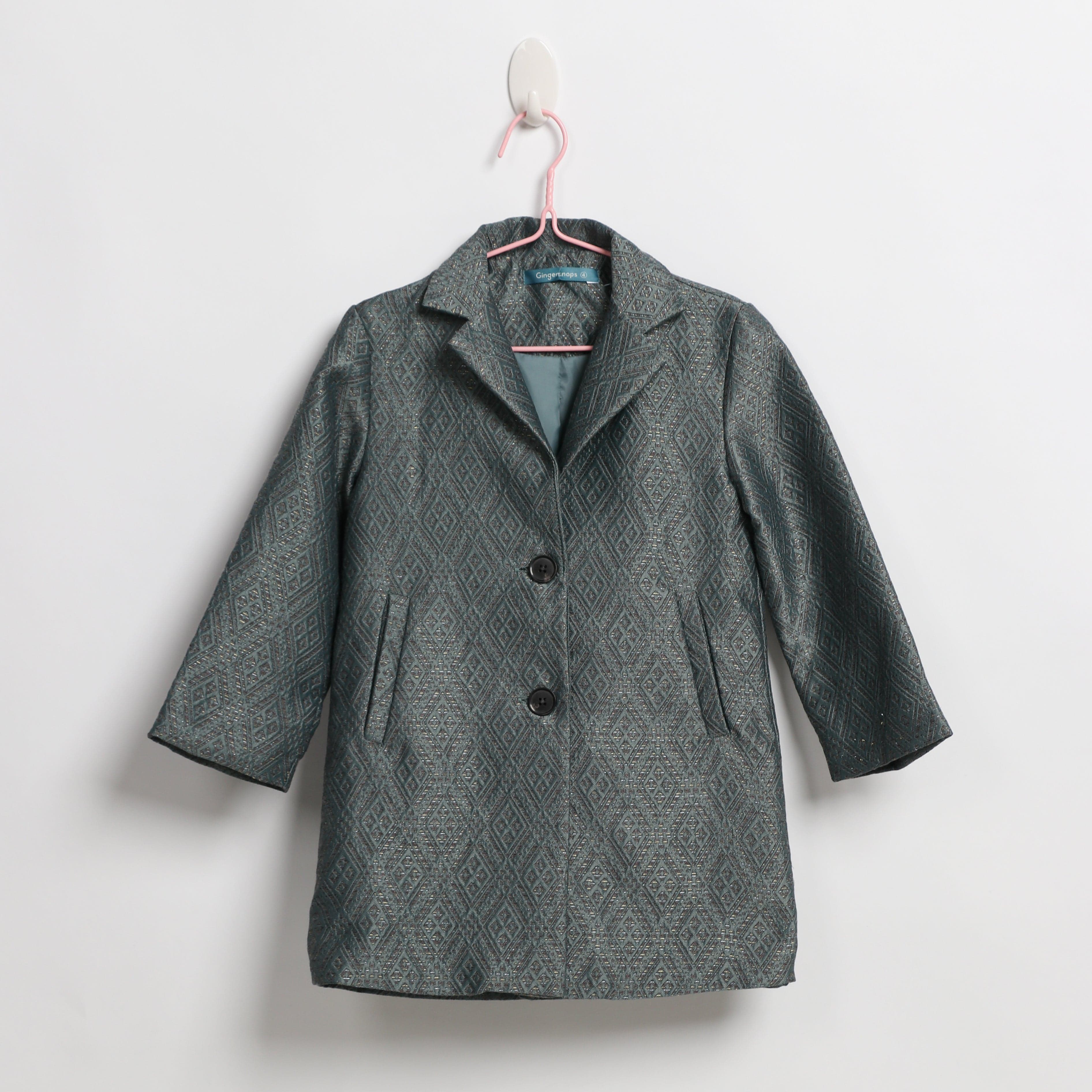 جينجرسنابس بالطو سادة بأزرار أمامية بناتي كم طويل ازرق شاحب