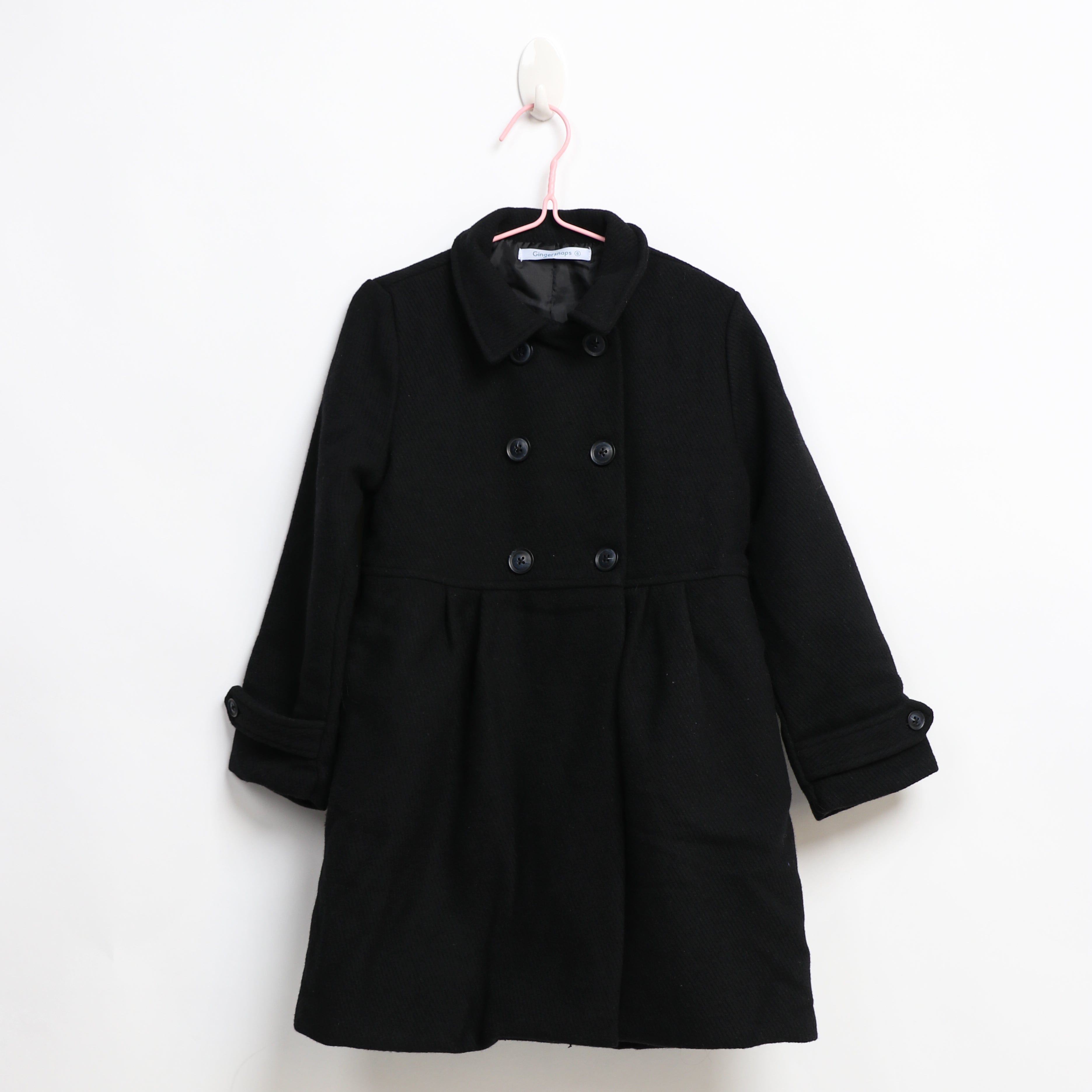 جينجرسنابس جاكيت بناتي مشجر بسحاب كم طويل أسود