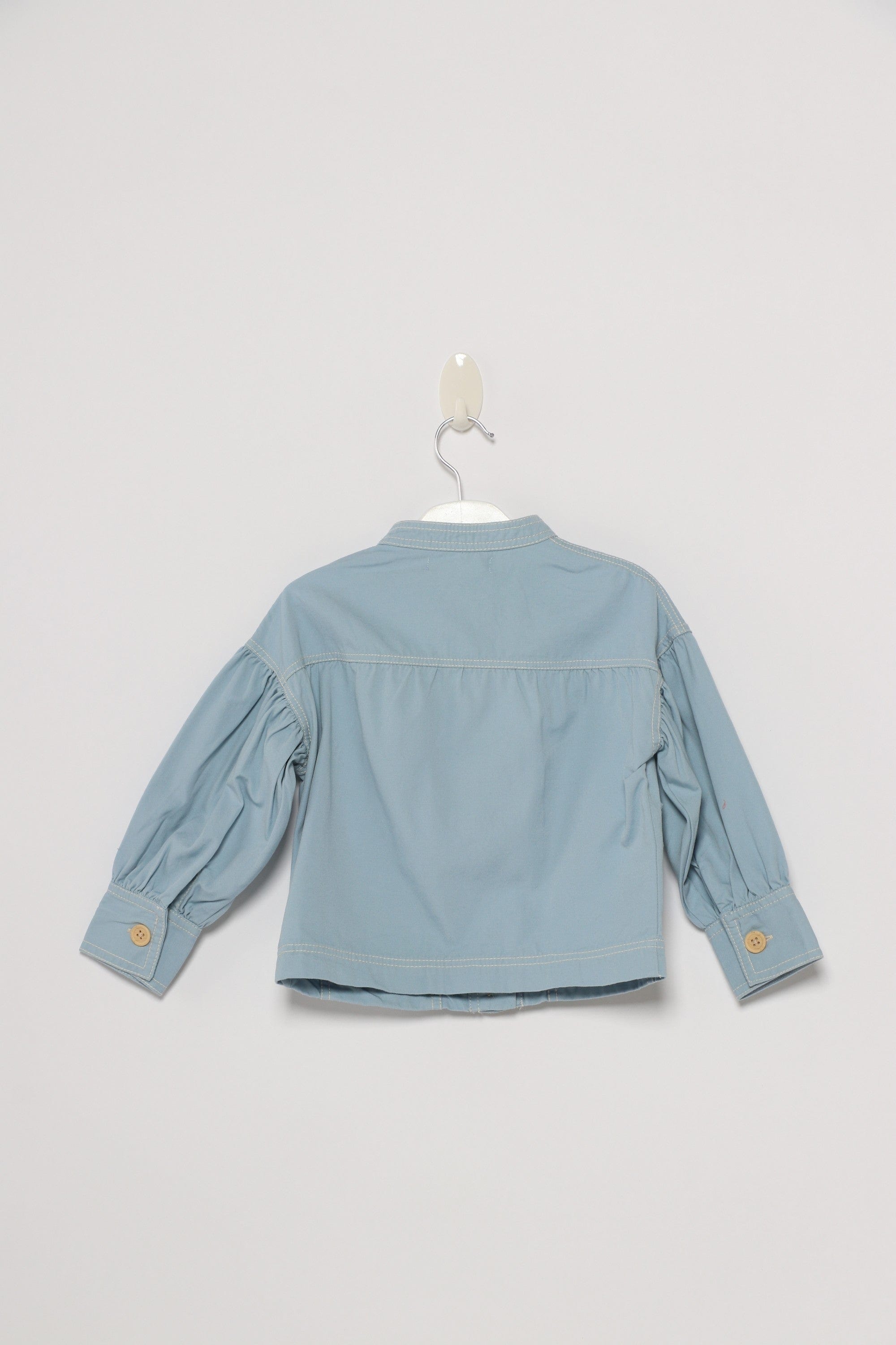 جينجرسنابس جاكيت بناتي بدون ياقة وجيوب أمامية أزرق سماوي