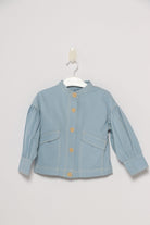 جينجرسنابس جاكيت بناتي بدون ياقة وجيوب أمامية أزرق سماوي