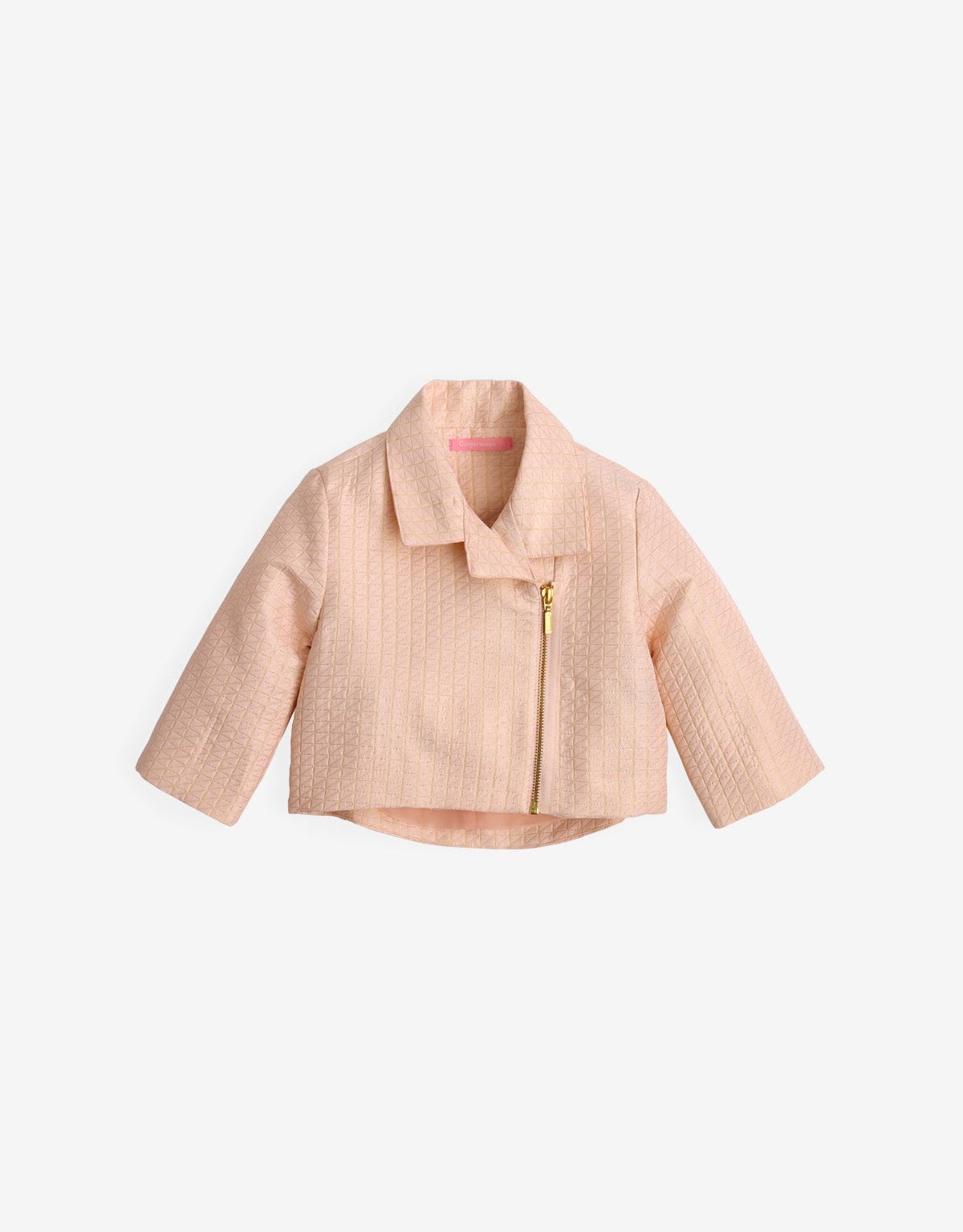 جينجرسنابس جاكيت بناتي منقوش بسحاب كم طويل بناتي وردي فاتح