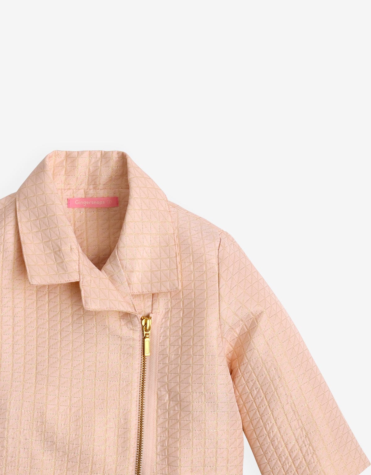 جينجرسنابس جاكيت بناتي منقوش بسحاب كم طويل بناتي وردي فاتح