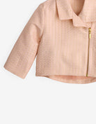 جينجرسنابس جاكيت بناتي منقوش بسحاب كم طويل بناتي وردي فاتح