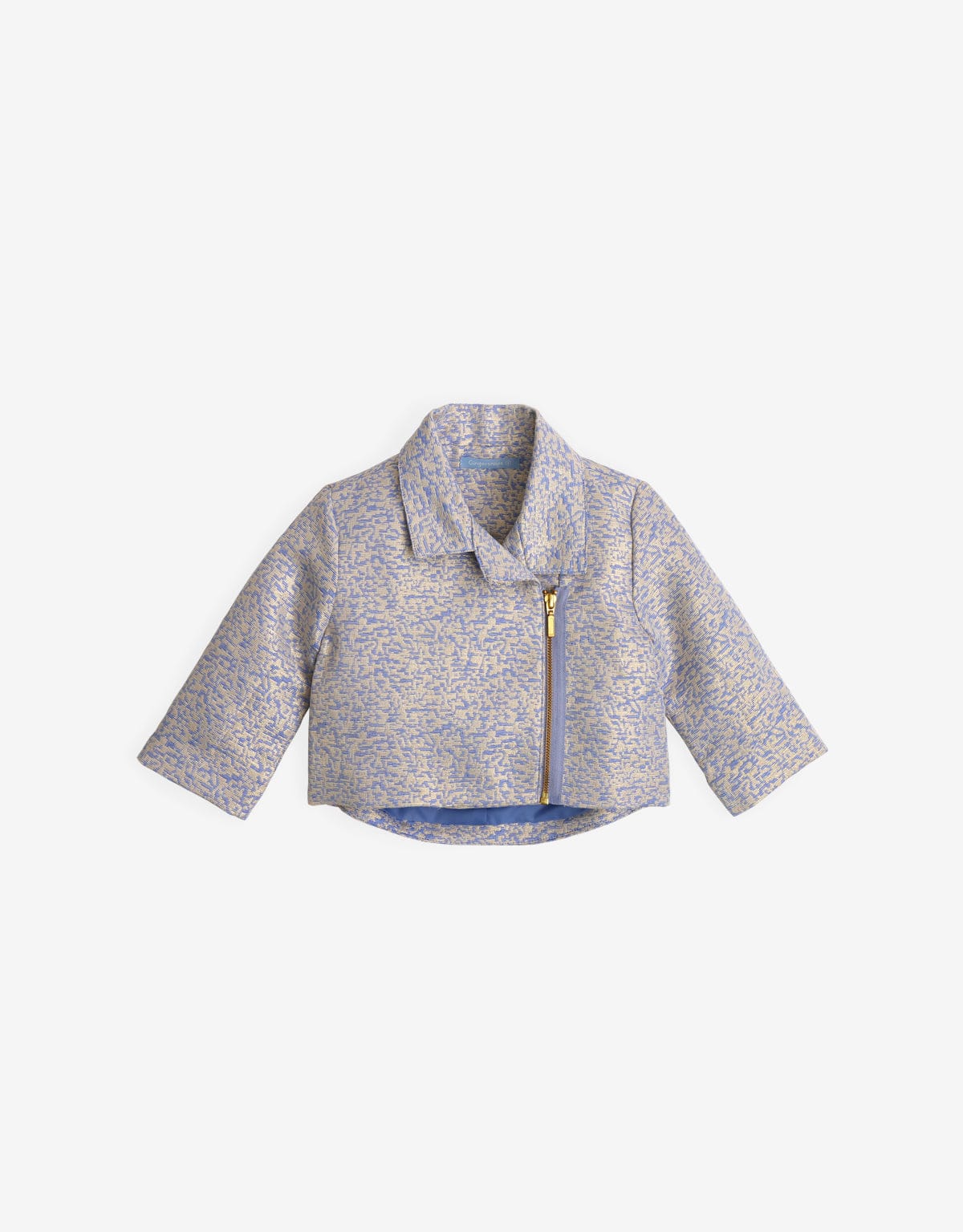 جينجرسنابس جاكيت بناتي قصير منقوش بسحاب كم طويل بناتي ذهب