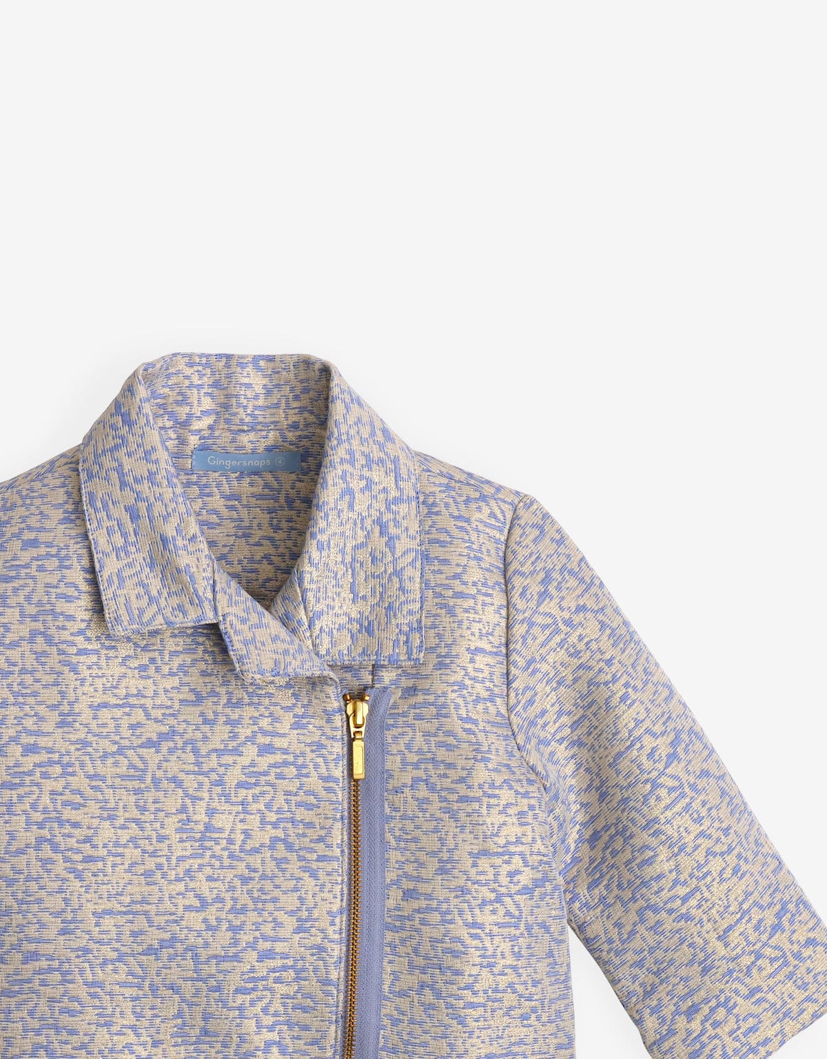 جينجرسنابس جاكيت بناتي قصير منقوش بسحاب كم طويل بناتي ذهب