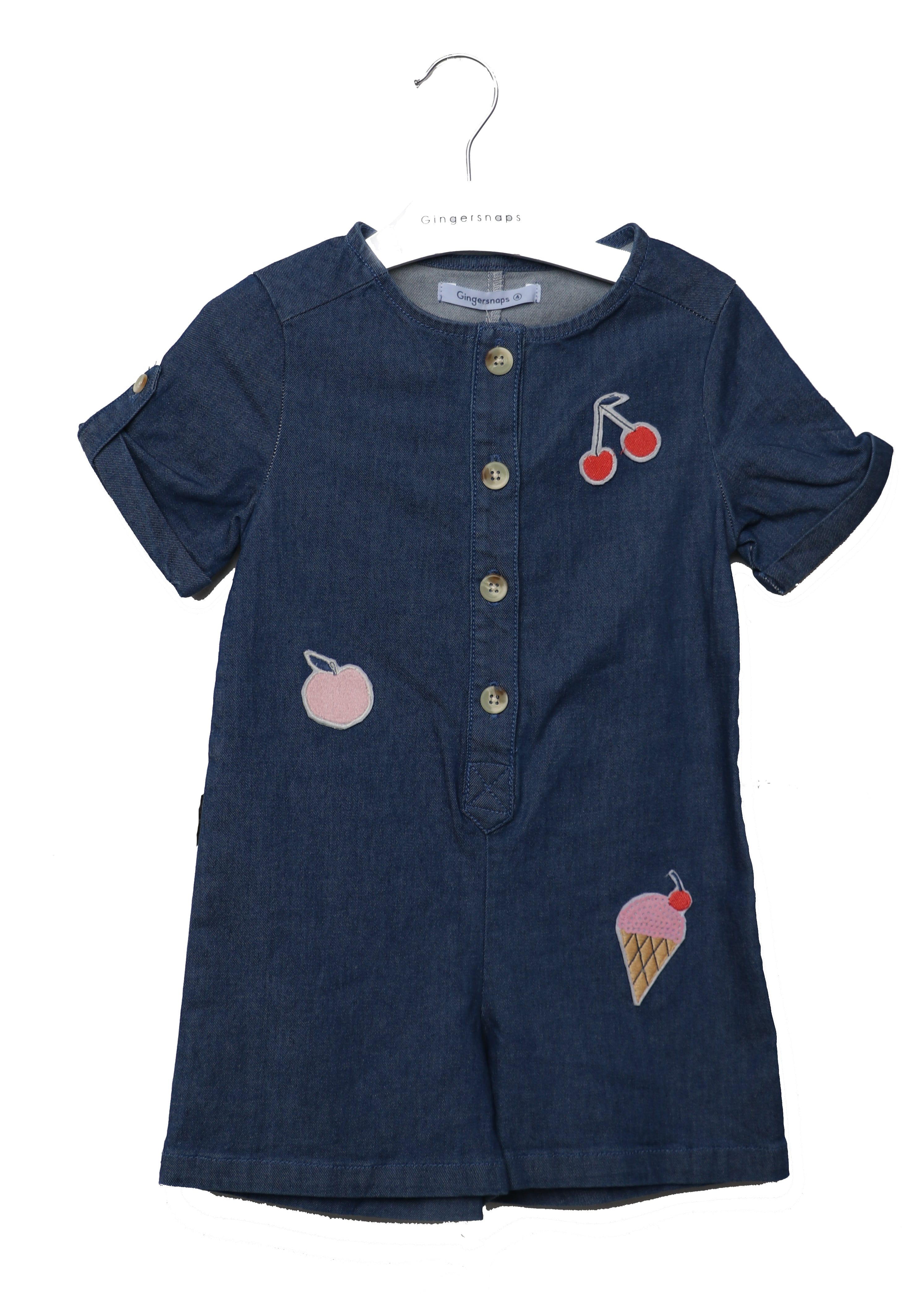 جينجرسنابس جمبسوت بناتي شورت ببادجات نص كم أزرق