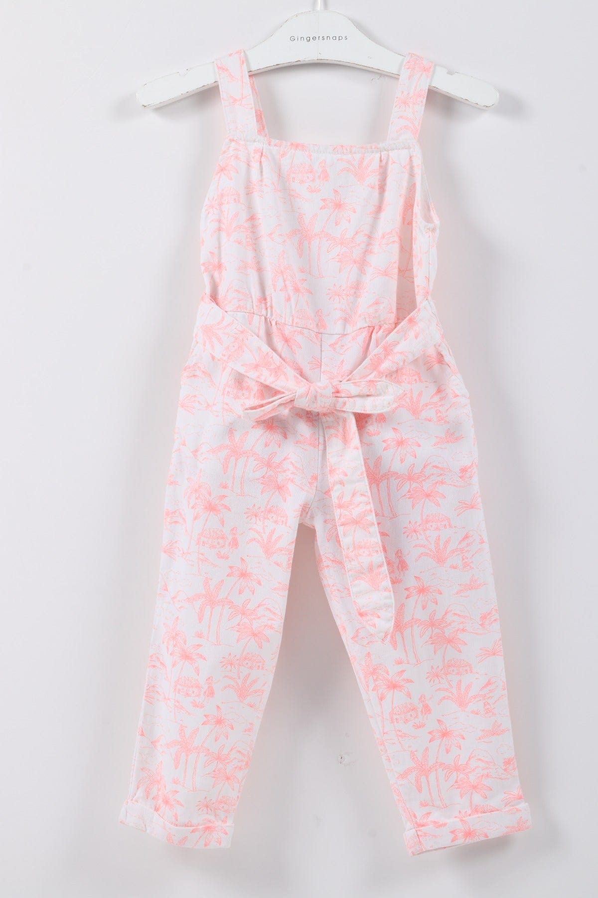 جينجرسنابس جمبسوت بناتي مشجر حمالات برباط على الخصر وردي نيون