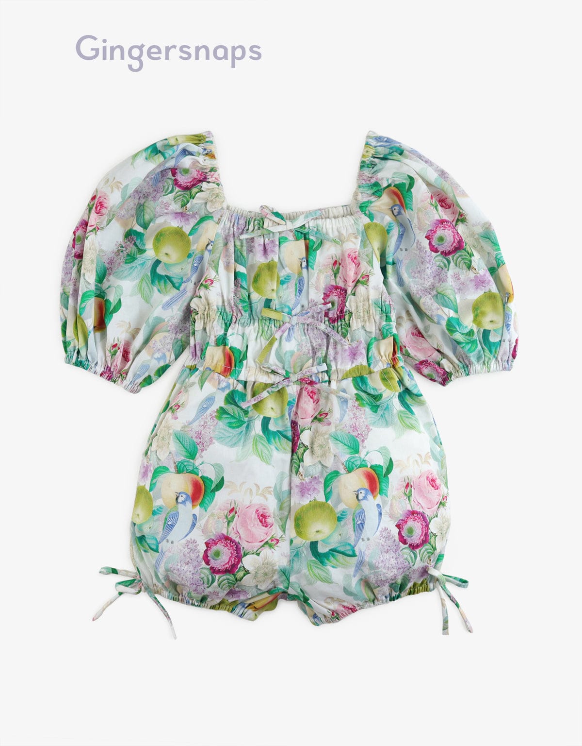 جينجرسنابس جمبسوت منقوش بفيونكات أمامية نص كم بف بناتي متعدد الألوان