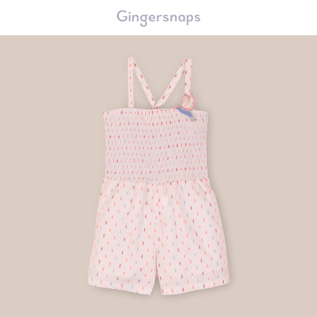 جينجرسنابس جمبسوت شورت مطرز بالخيط بحمالات بناتي متعدد الألوان