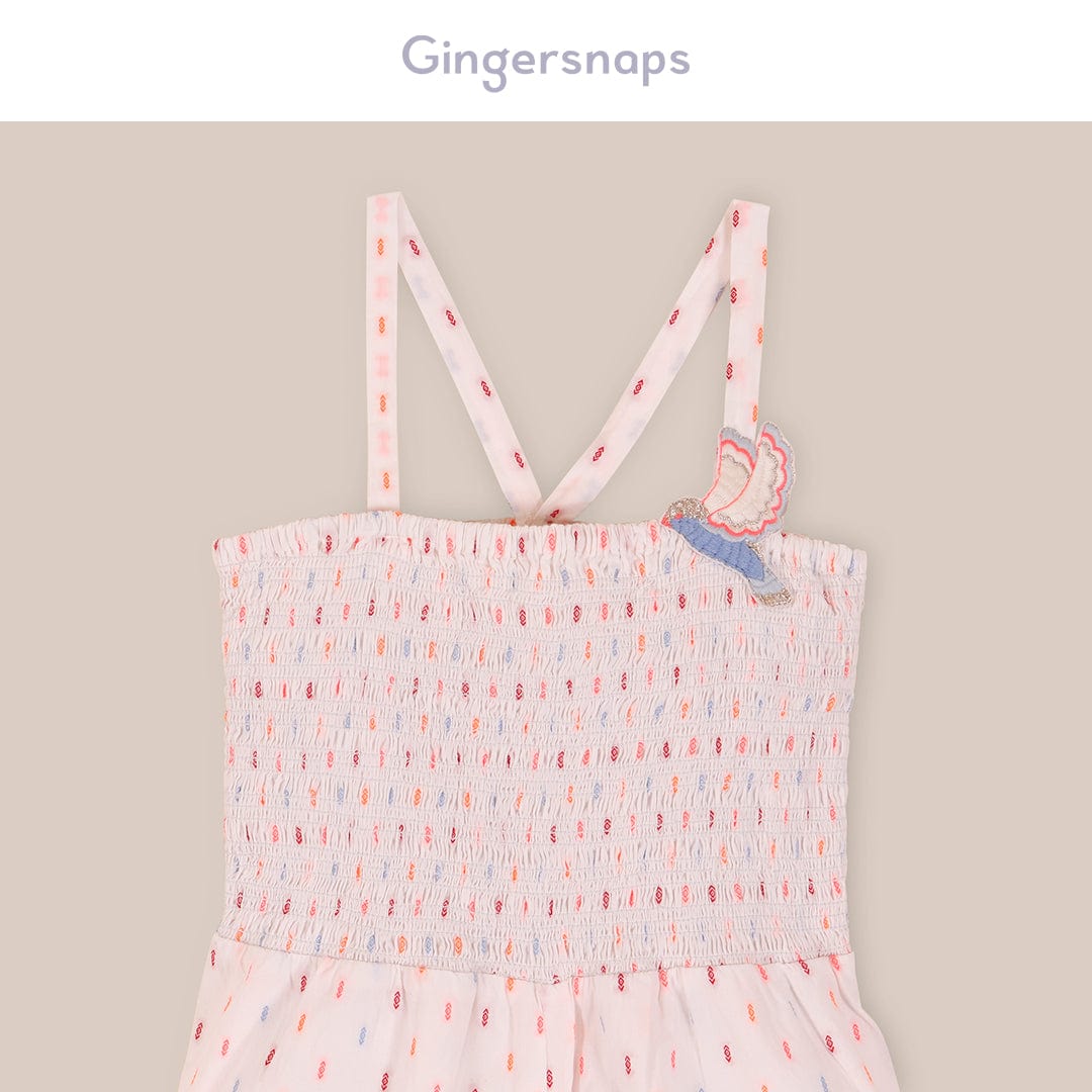 جينجرسنابس جمبسوت شورت مطرز بالخيط بحمالات بناتي متعدد الألوان