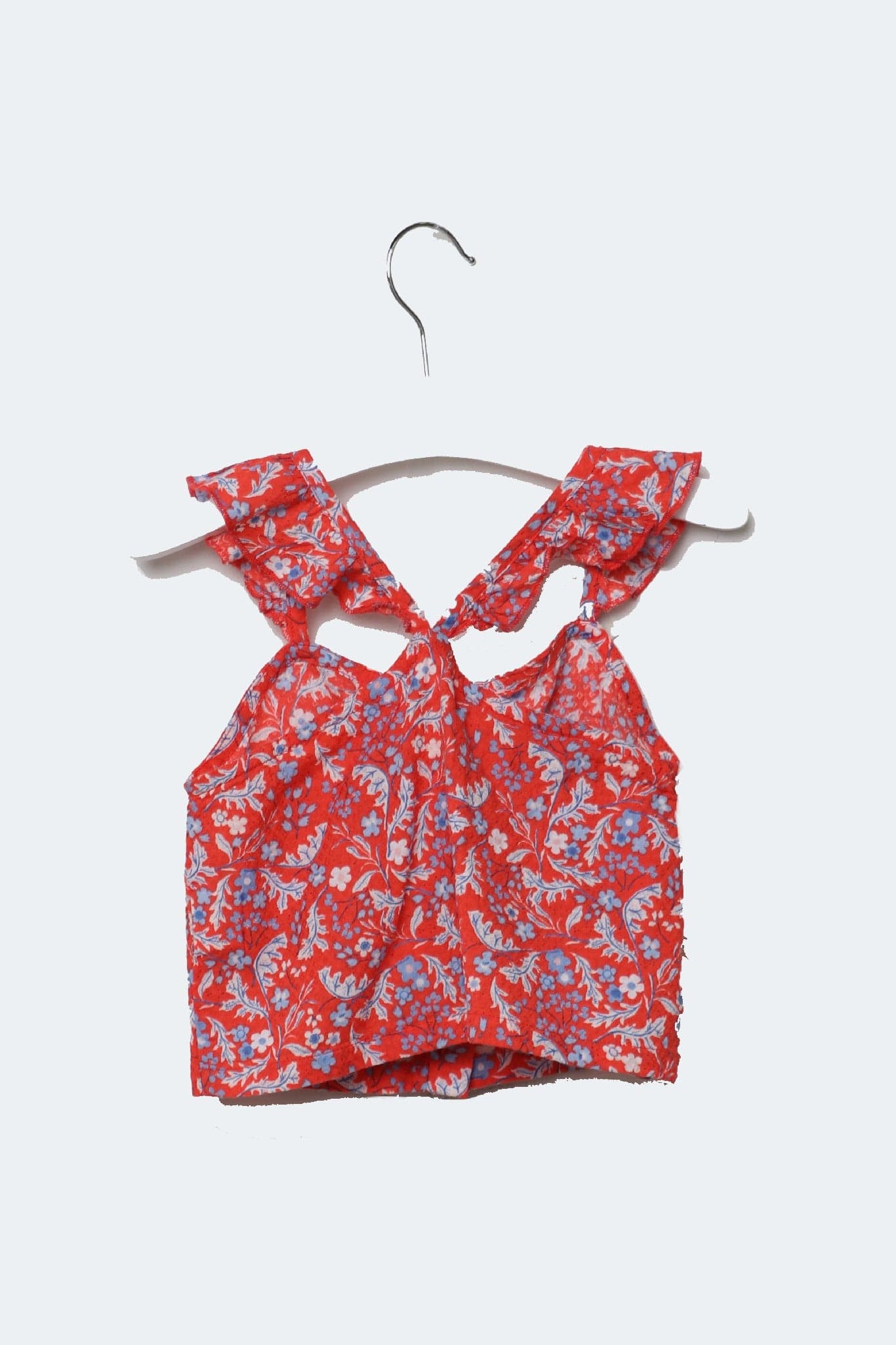 جينجرسنابس بلوزة مشجرة حمالات أزرار أمامية كم قصير بناتي أحمر/متعدد الألوان