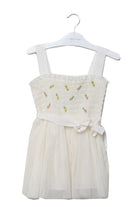 جينجرسنابس فستان بناتي حمالات ببادجات منفوشة أوف وايت