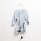 جينجرسنابس فستان بناتي منقوش طويل كم طويل رمادي