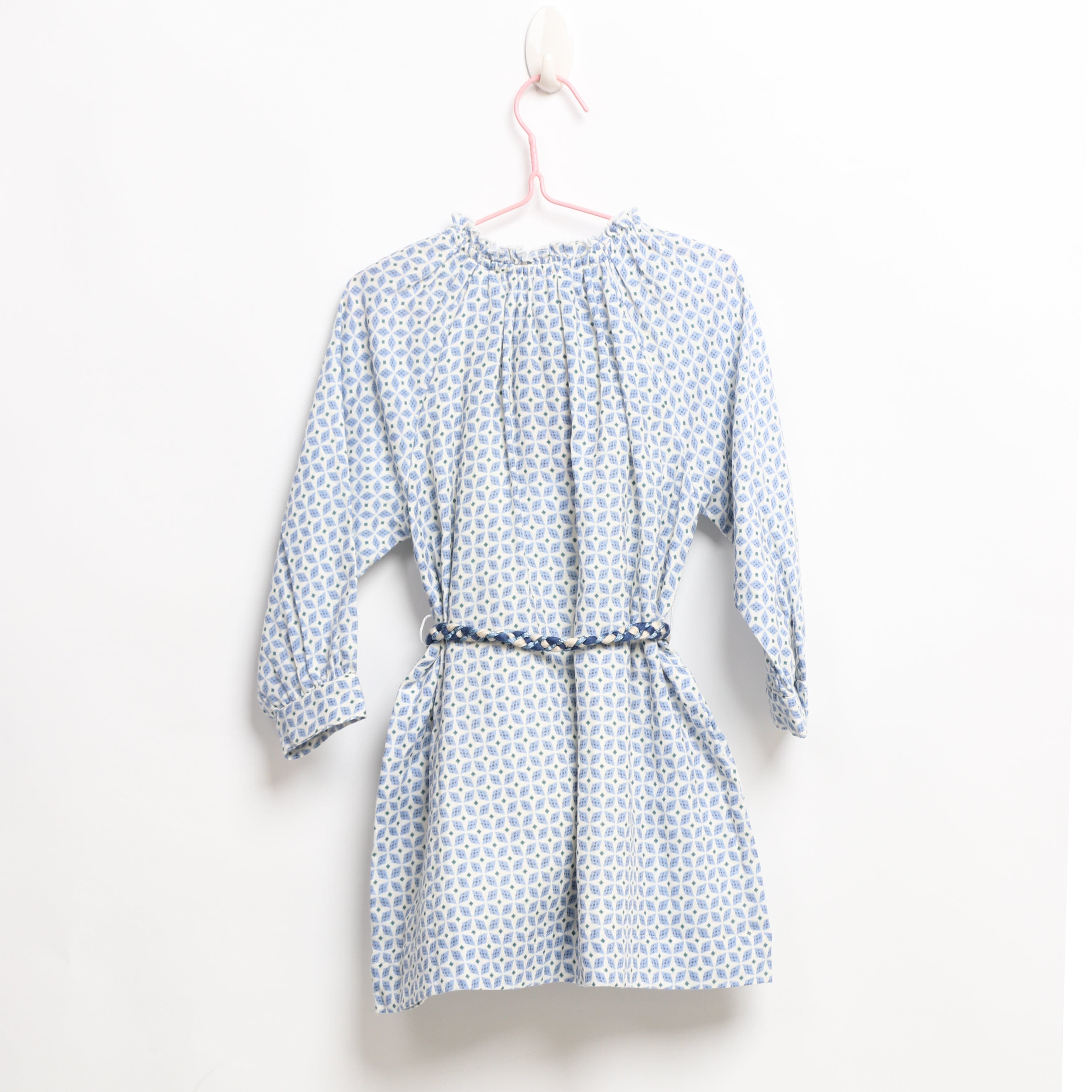 جينجرسنابس فستان بناتي منقوش طويل كم طويل رمادي